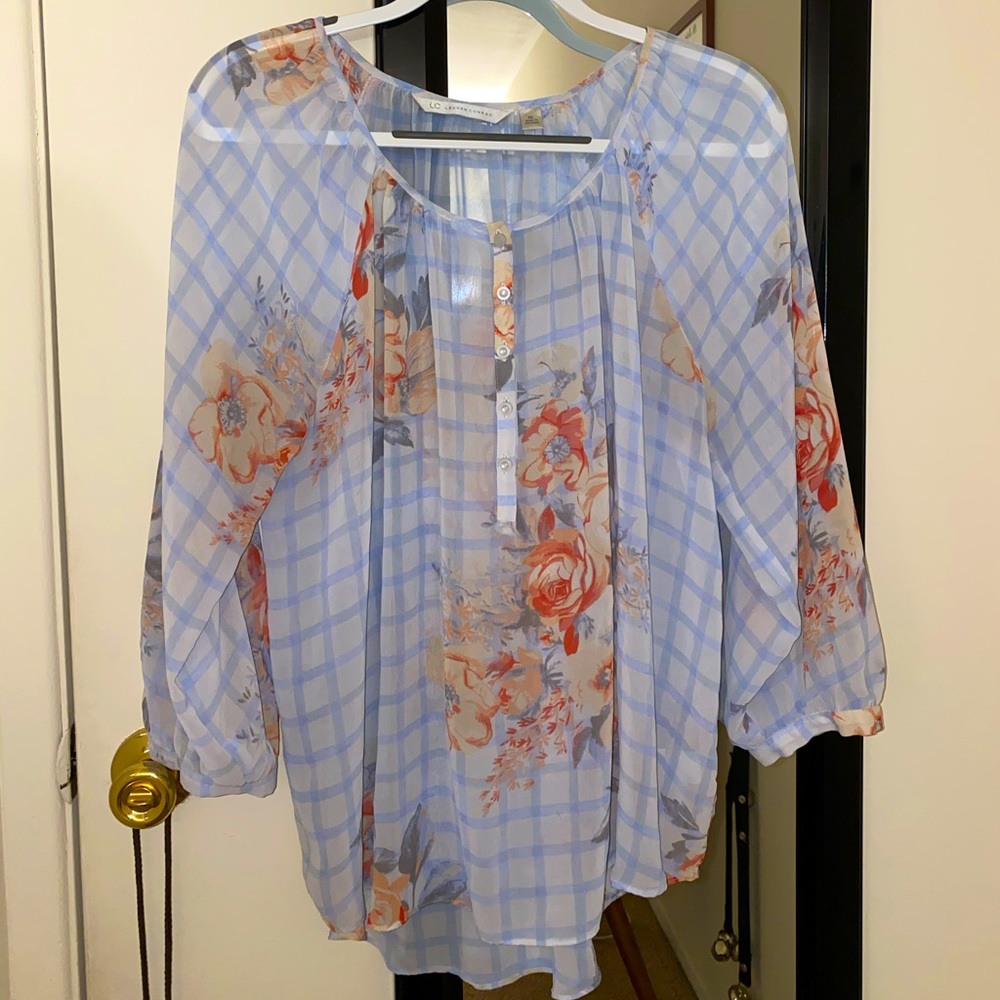 LC Lauren Conrad 3/4 Sleeve Flower Blouse